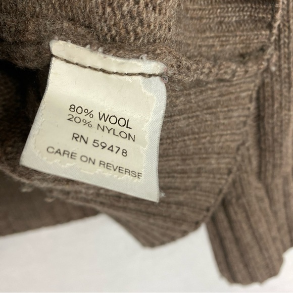 Daniele Blasi Wool Blend Ribbed Knit Henley Sweater Brown LG Large Quarter Zip - Picture 4 of 5